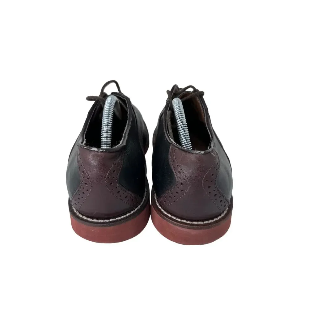 GH Bass Burlington Saddle Oxford Shoes Lace Up Leather Black Brown Mens Size 10D